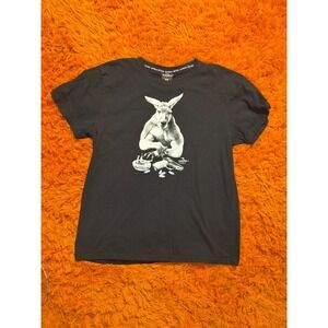 Joey Roo Australia Kangaroo Graphic T-Shirt Black Mens Large Gun Cigarette